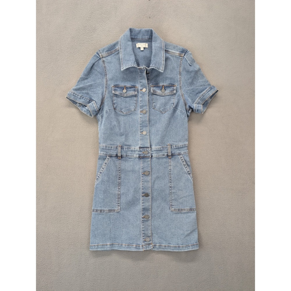 Habitual Denim Shirt Dress Medium Blue Jean Short Sleeve Casual